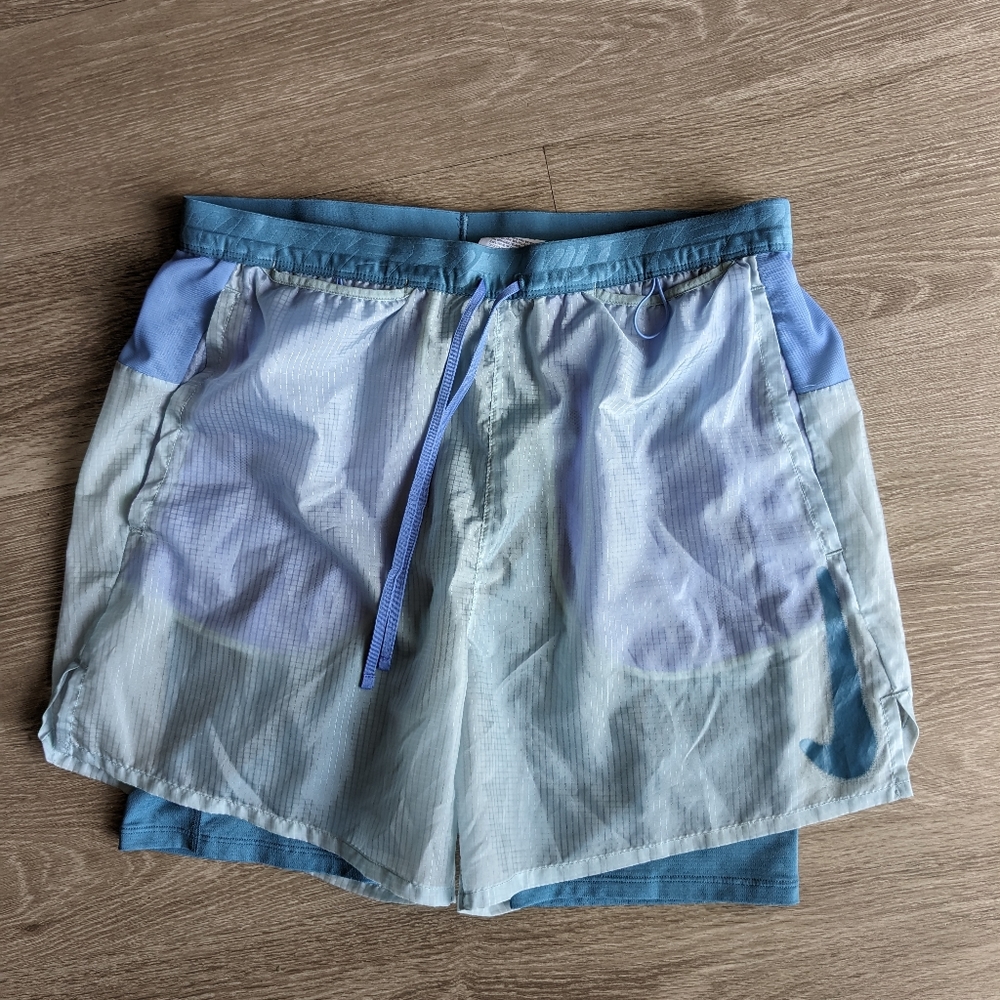 MENS NIKE FLEX STRIDE WILD RUNNING 7" SHORTS 2 in 1 BLUE GRAY DD5361 - sz M